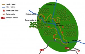 mapa ruta ermita de santa urbez